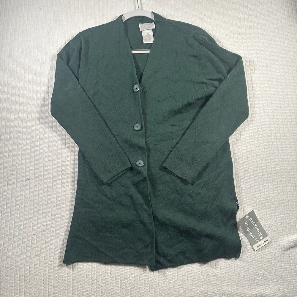 Designers Originals Cardigan Sweater Womens Small Green NWT V-Neck Longline